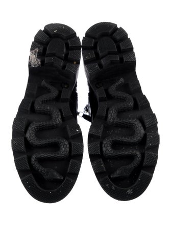 Gucci Web Accent Leather Combat Boots