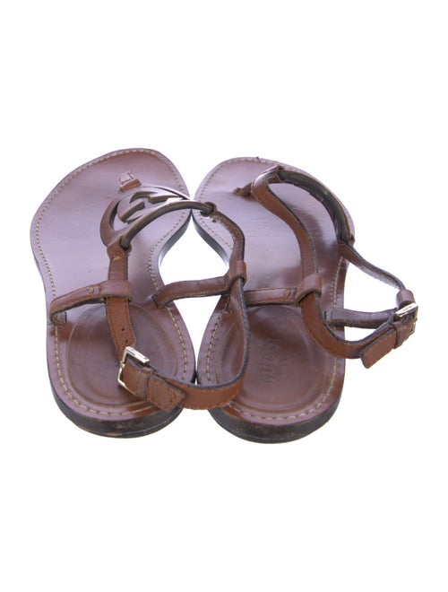Gucci Interlocking G Logo Leather T-Strap Sandals