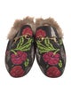 Gucci Floral Print Fur Trim Mules
