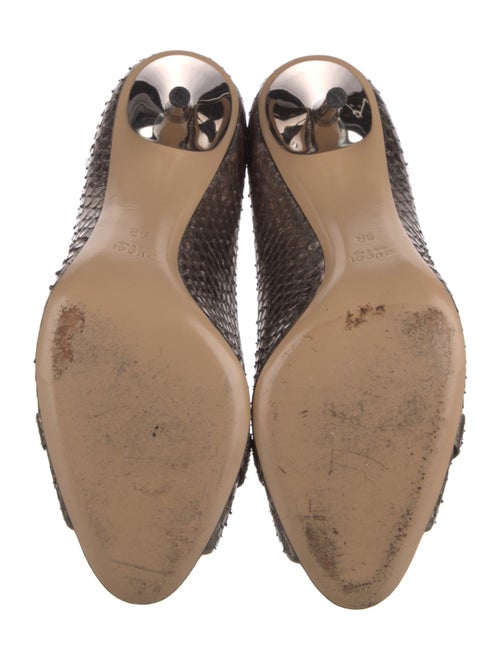 Gucci Horsebit Accent Snakeskin Slingback Sandals