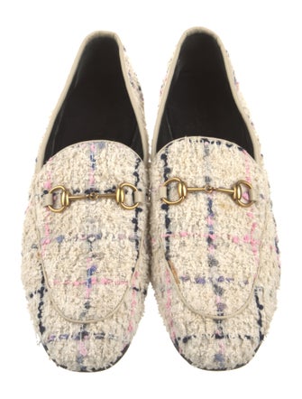 Gucci Tweed Animal Print Loafers