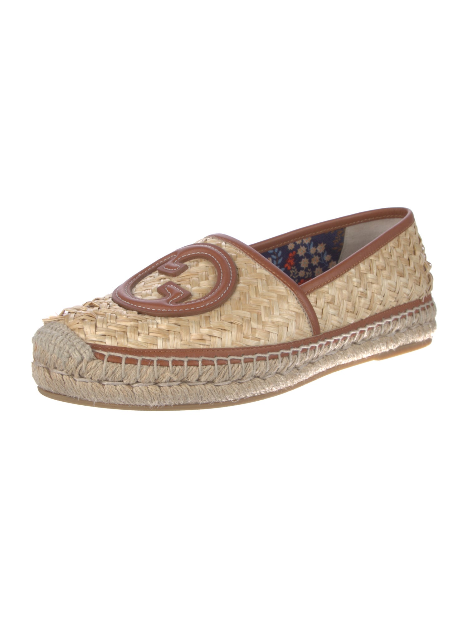 Gucci Interlocking G Logo Raffia Espadrilles