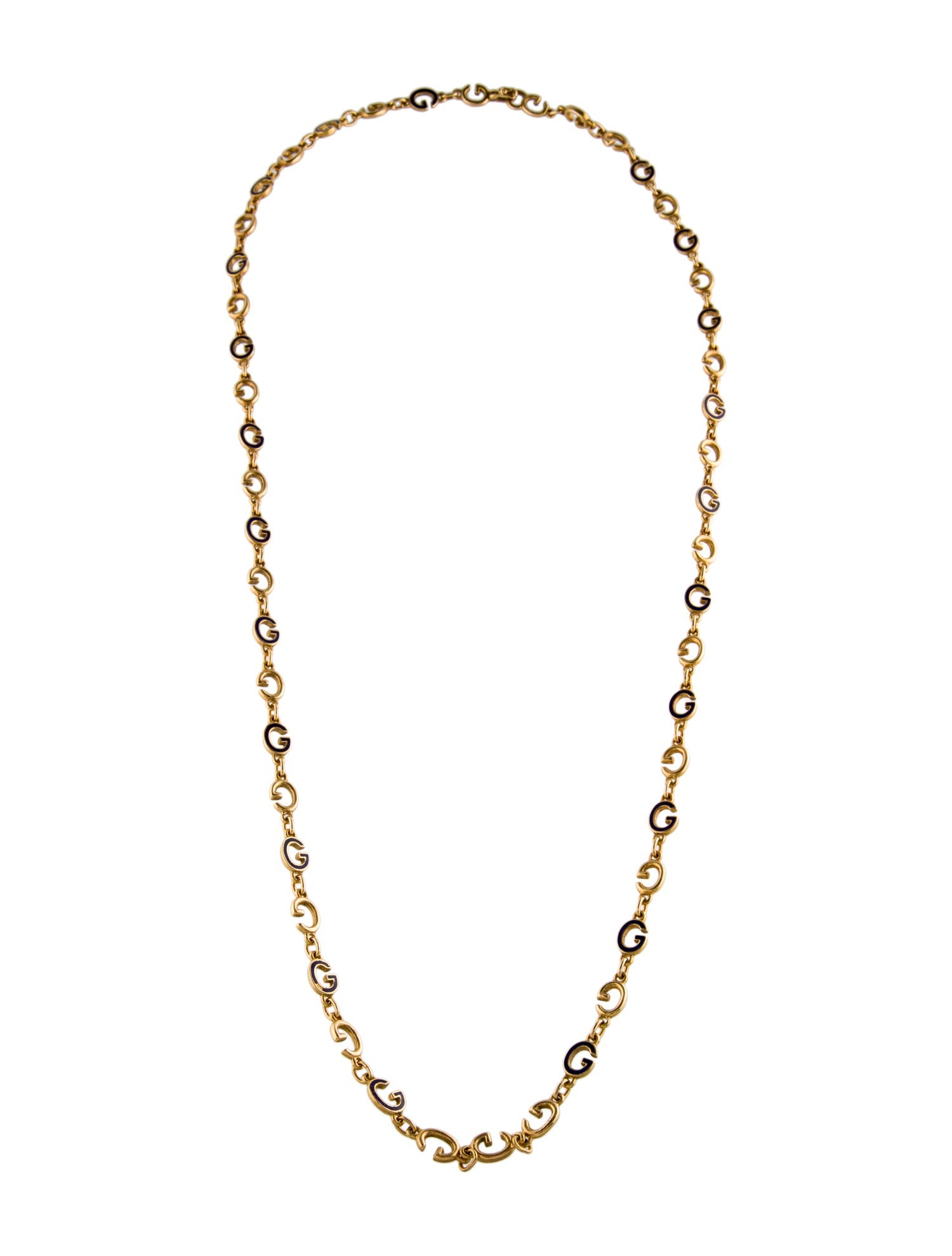 Gucci Vintage 18K Enamel G Link Necklace