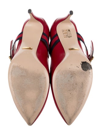 Gucci Sylvie Web Accent Leather Pumps