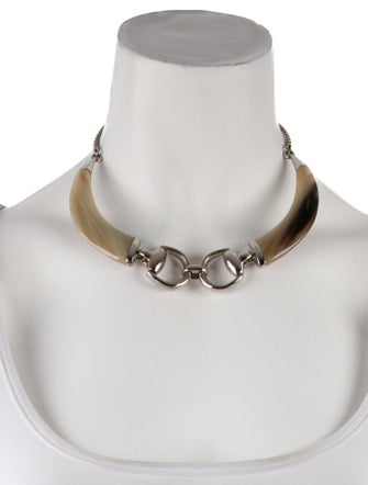 Gucci Horn Horsebit Collar Necklace