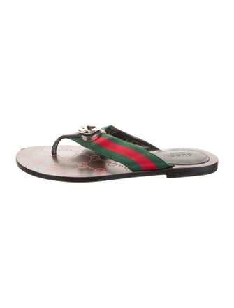 Gucci Web Accent Flip Flops