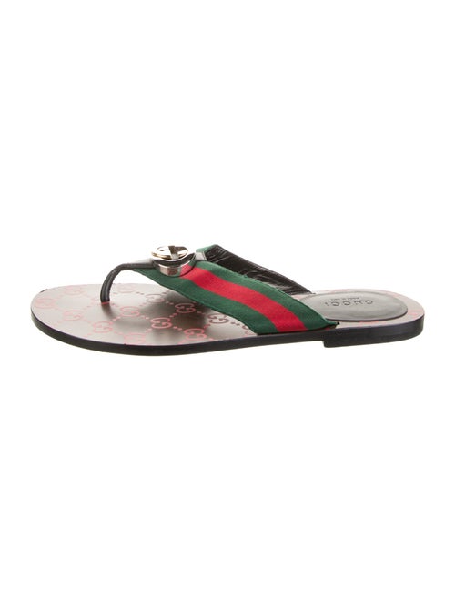 Gucci Web Accent Flip Flops