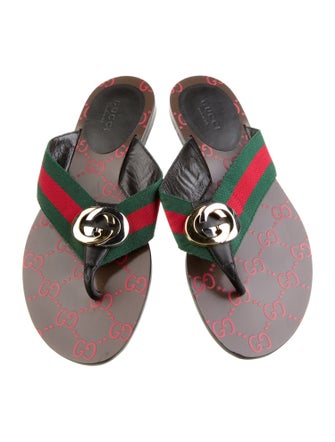 Gucci Web Accent Flip Flops
