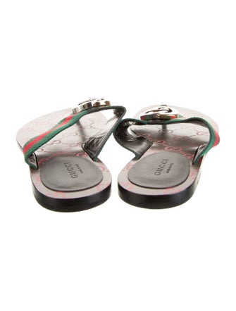 Gucci Web Accent Flip Flops