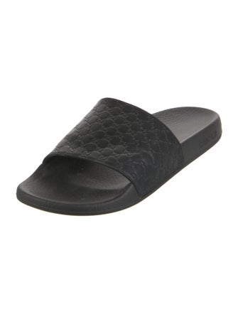 Gucci Microguccissima Pattern Leather Slides