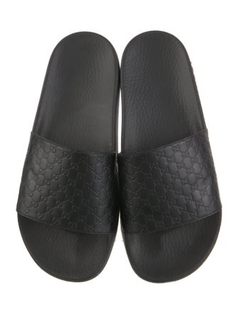 Gucci Microguccissima Pattern Leather Slides