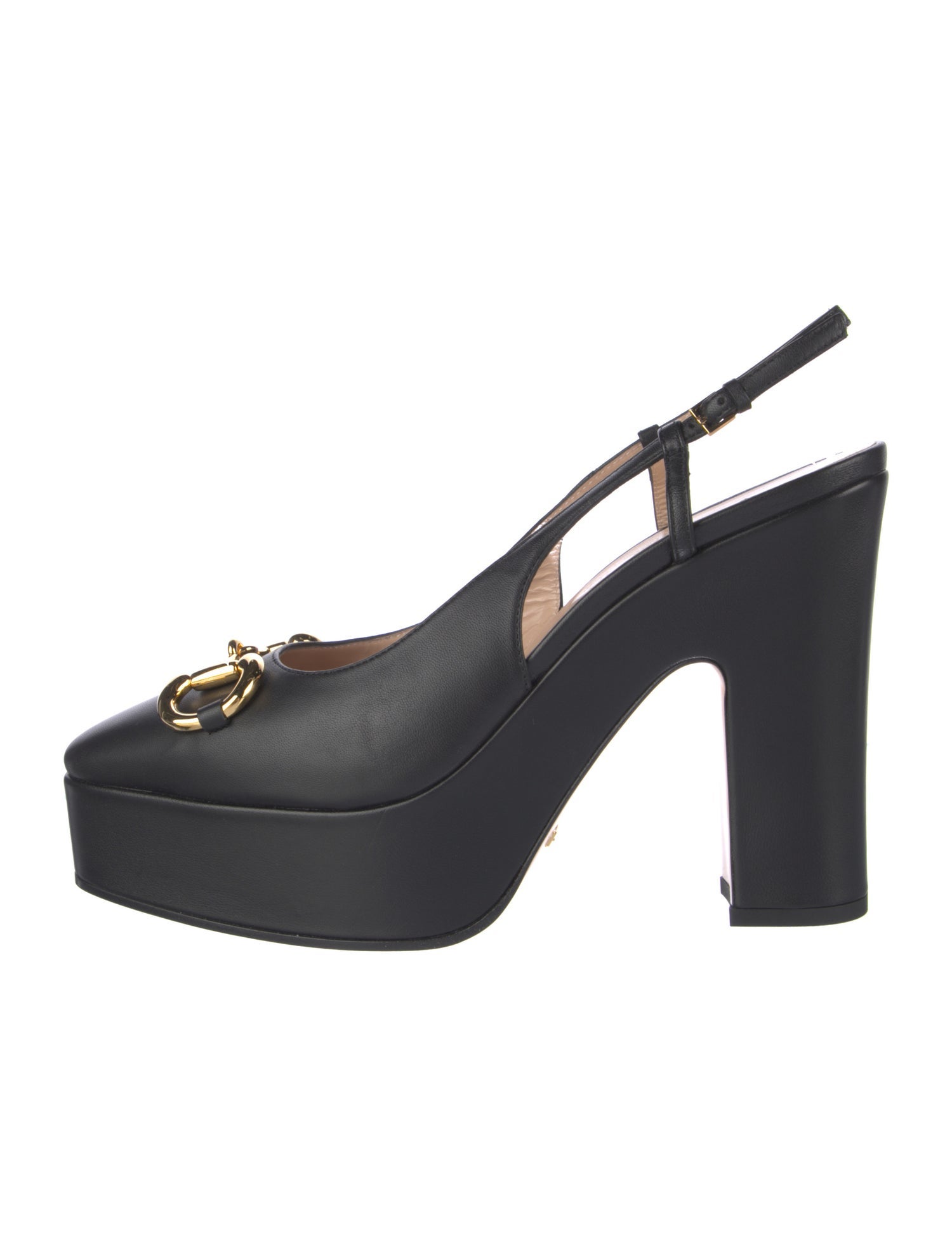 Gucci Horsebit Accent Leather Slingback Pumps