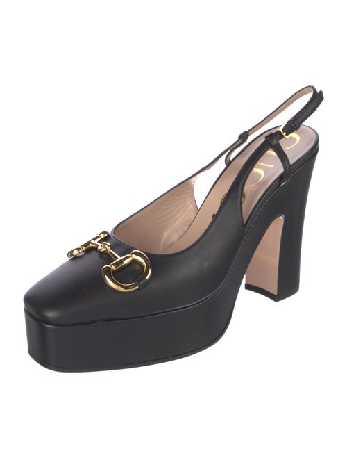 Gucci Horsebit Accent Leather Slingback Pumps