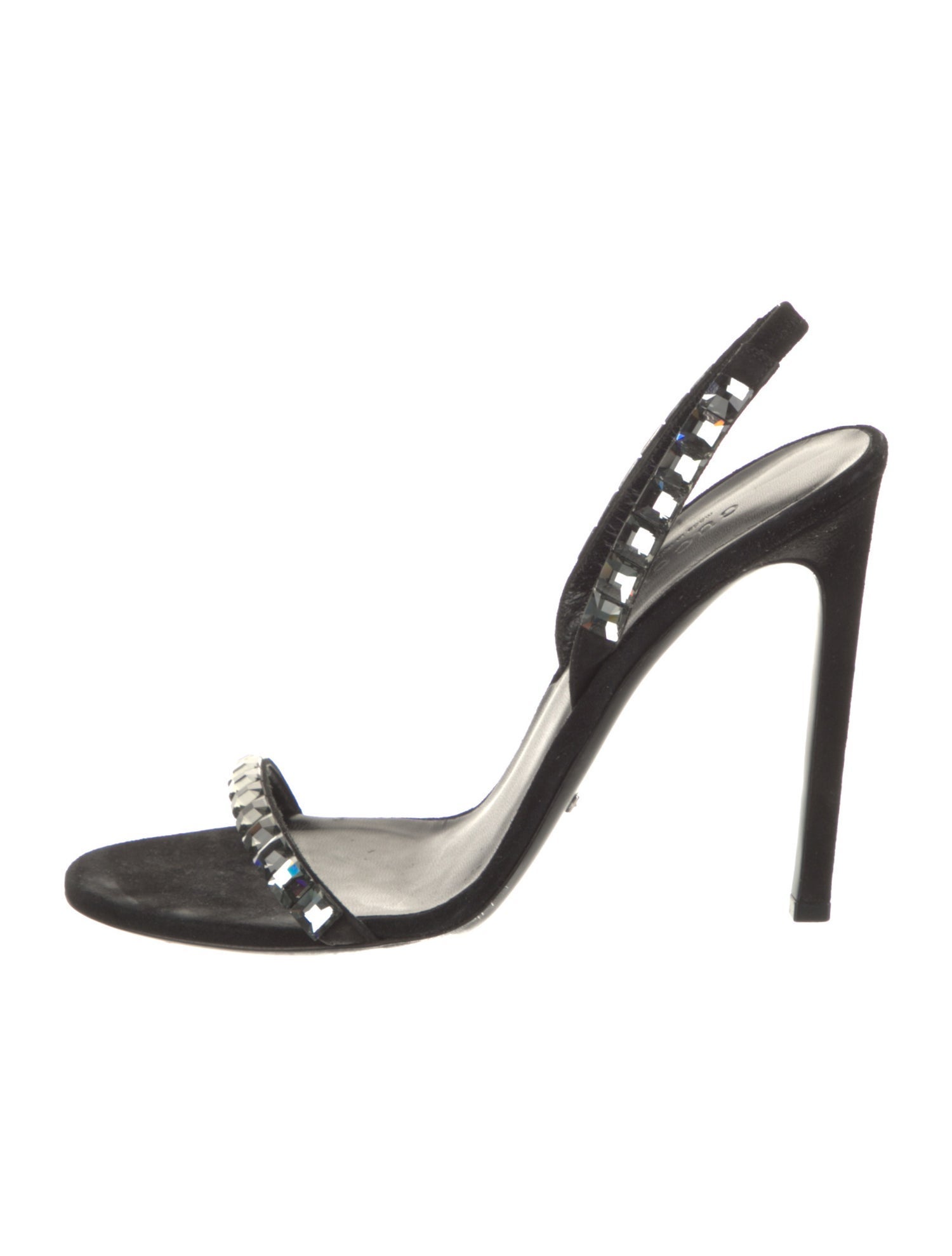Gucci Suede Crystal Embellishments Slingback Sandals