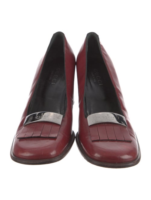Gucci Leather Fringe Trim Accent Pumps