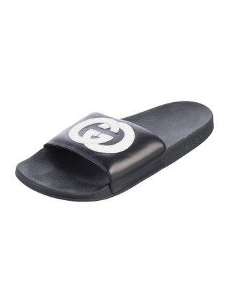 Gucci Interlocking G Logo Leather Slides