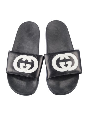 Gucci Interlocking G Logo Leather Slides