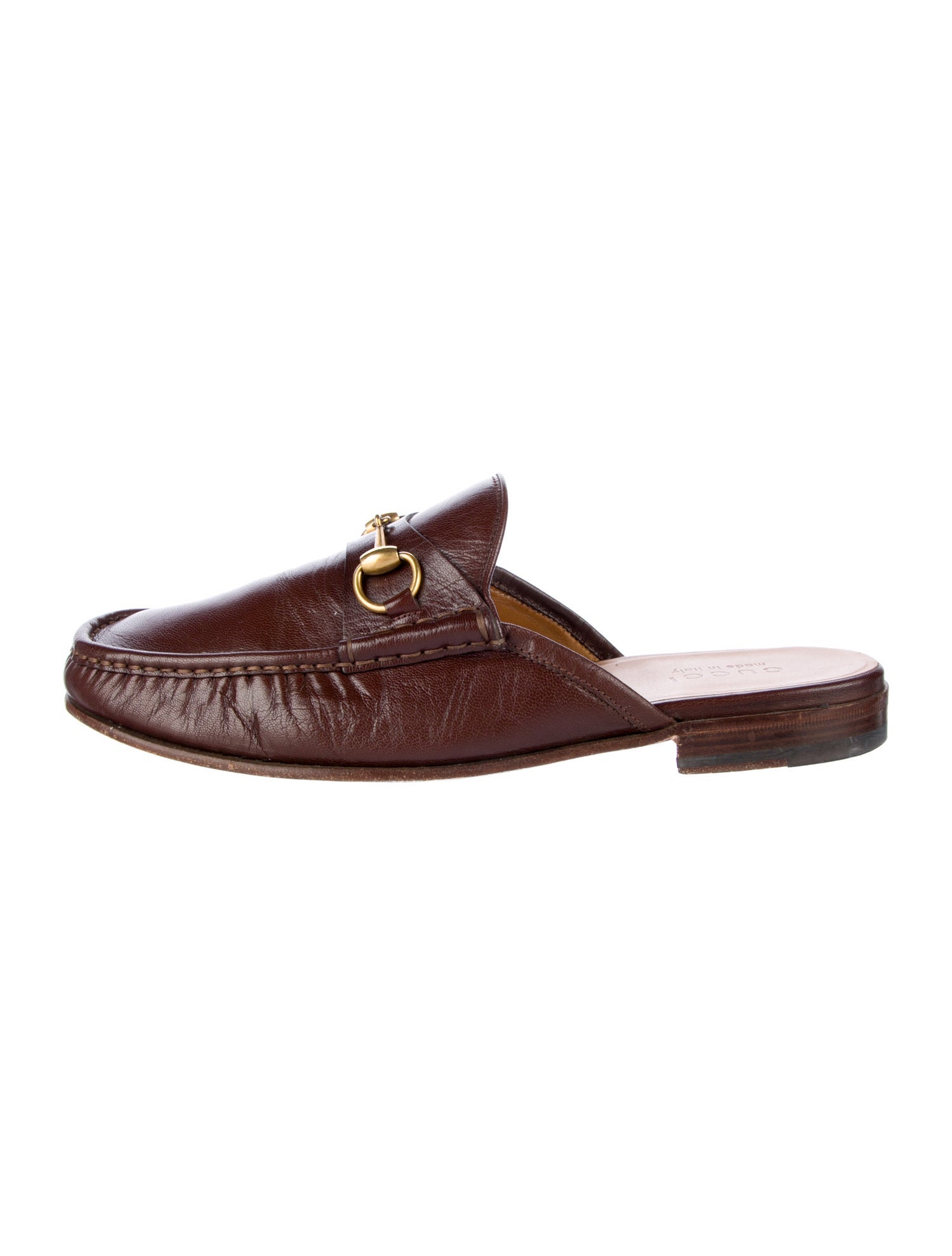 Gucci Horsebit Accent Leather Slippers