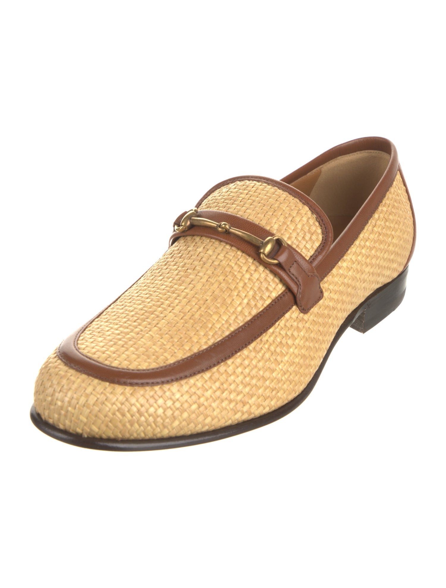 Gucci Horsebit Accent Raffia Loafers w/ Tags