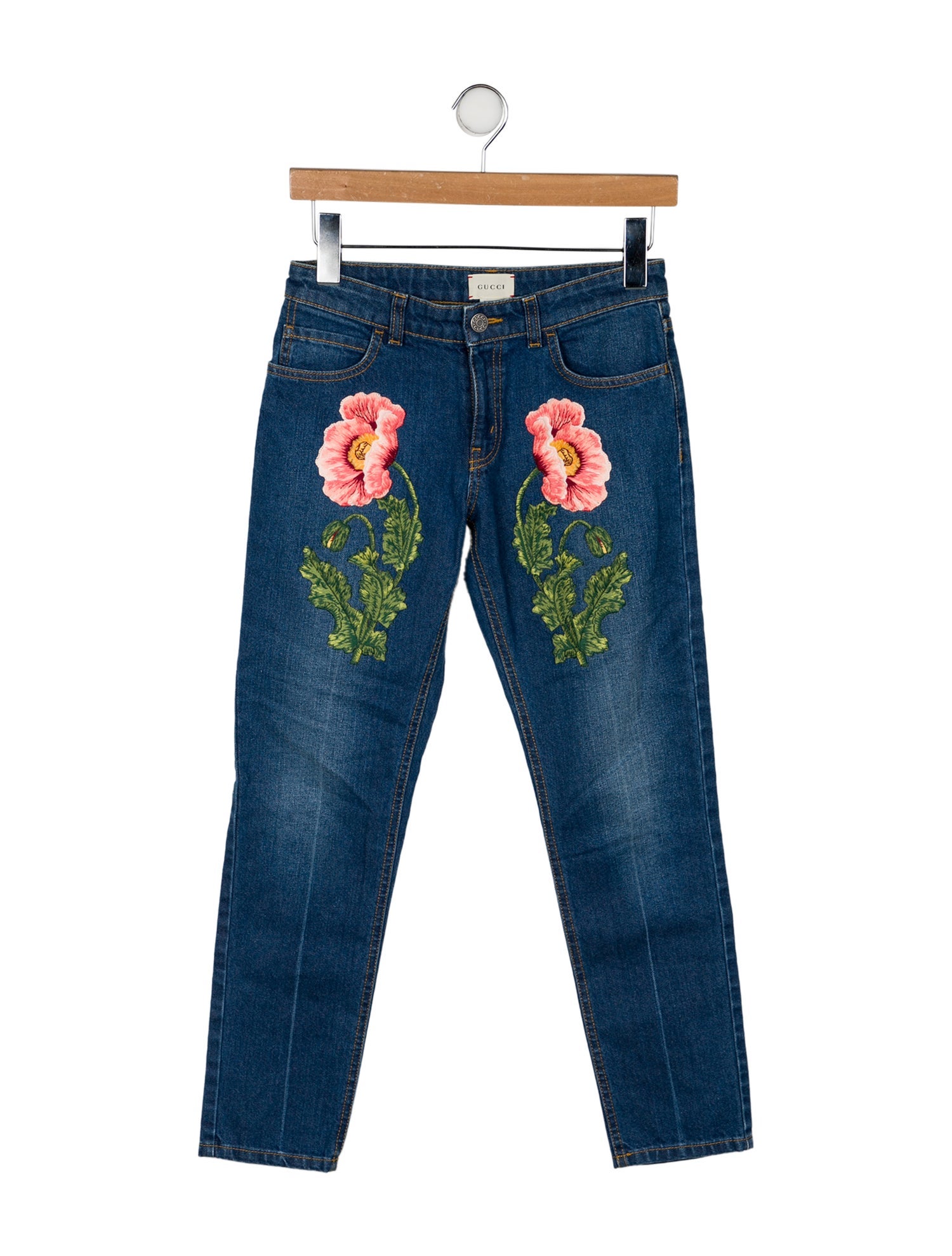 Gucci Girls' Floral Embroidered jeans