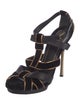 Gucci Velvet Leather Trim Embellishment Gladiator Sandals