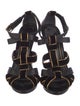 Gucci Velvet Leather Trim Embellishment Gladiator Sandals