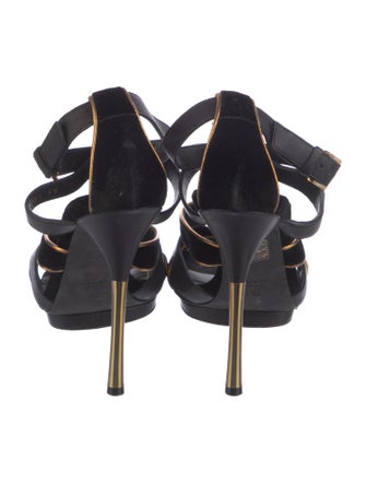 Gucci Velvet Leather Trim Embellishment Gladiator Sandals