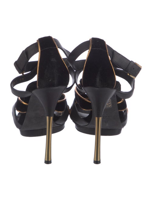 Gucci Velvet Leather Trim Embellishment Gladiator Sandals