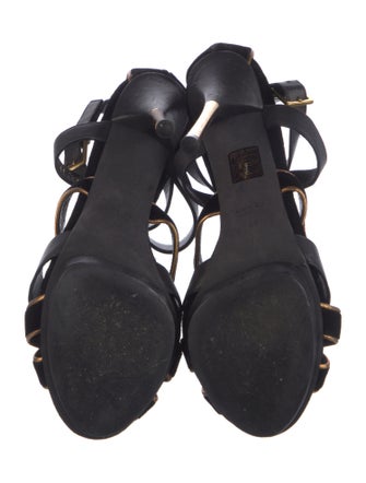 Gucci Velvet Leather Trim Embellishment Gladiator Sandals