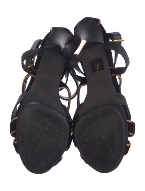 Gucci Velvet Leather Trim Embellishment Gladiator Sandals