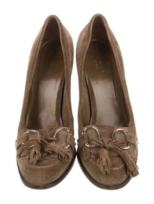 Gucci Horsebit Accent Suede Pumps