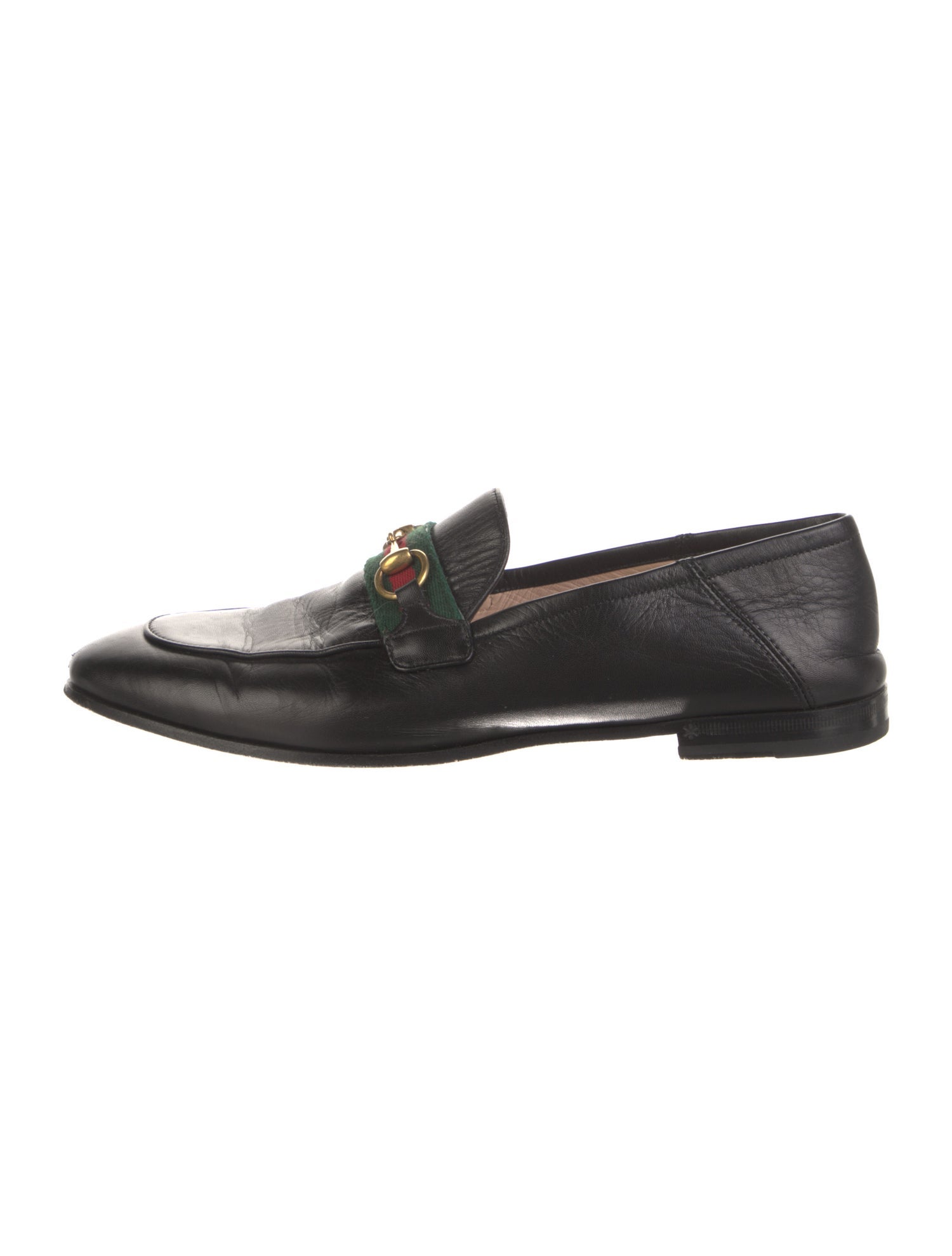 Gucci Web Accent Leather Loafers