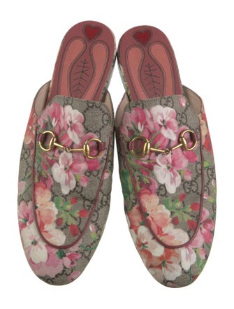 Gucci Horsebit Accent Floral Print Mules