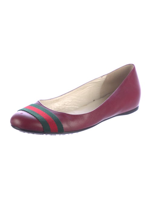 Gucci Web Accent Leather Ballet Flats