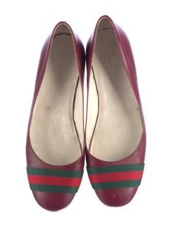 Gucci Web Accent Leather Ballet Flats