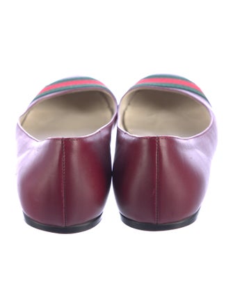 Gucci Web Accent Leather Ballet Flats