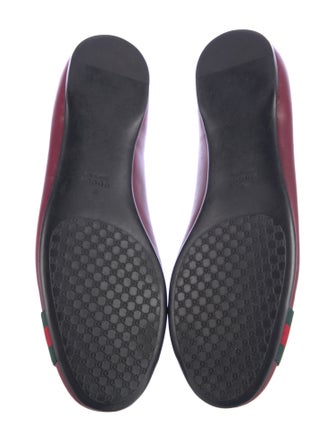 Gucci Web Accent Leather Ballet Flats