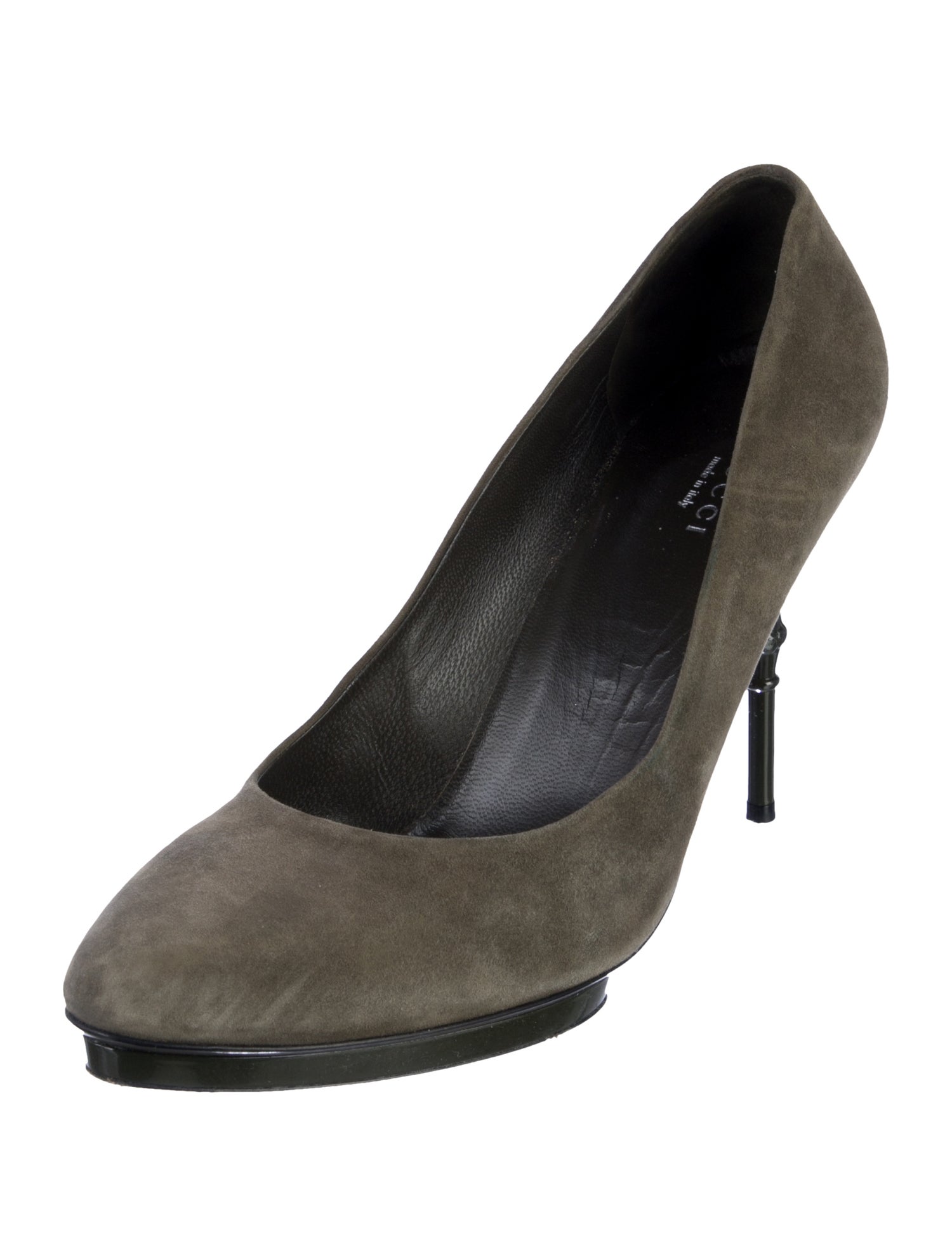 Gucci Bamboo Accent Suede Pumps