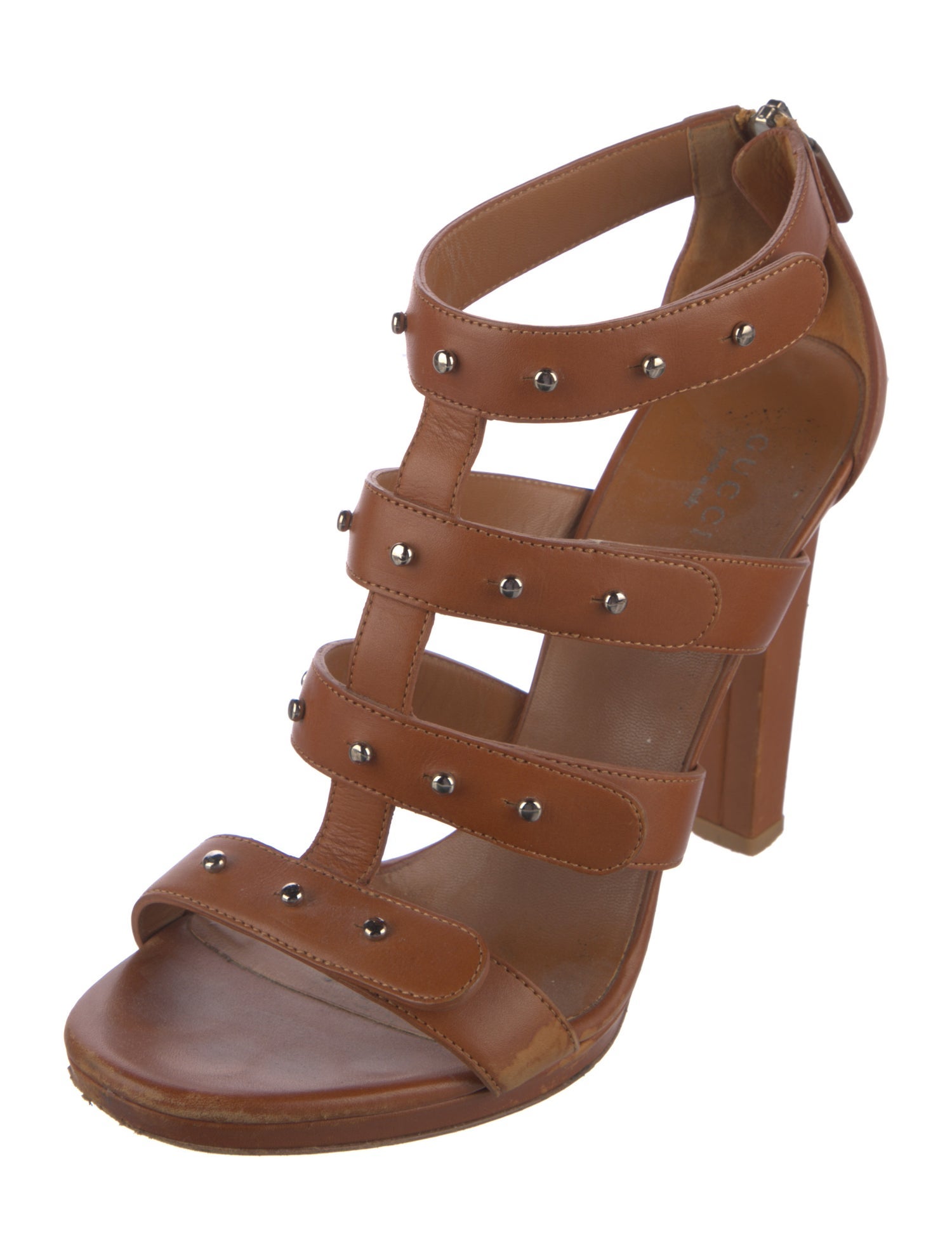Gucci Leather Studded Accents Gladiator Sandals