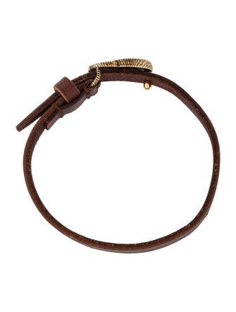 Gucci Double G Leather Wrap Bracelet