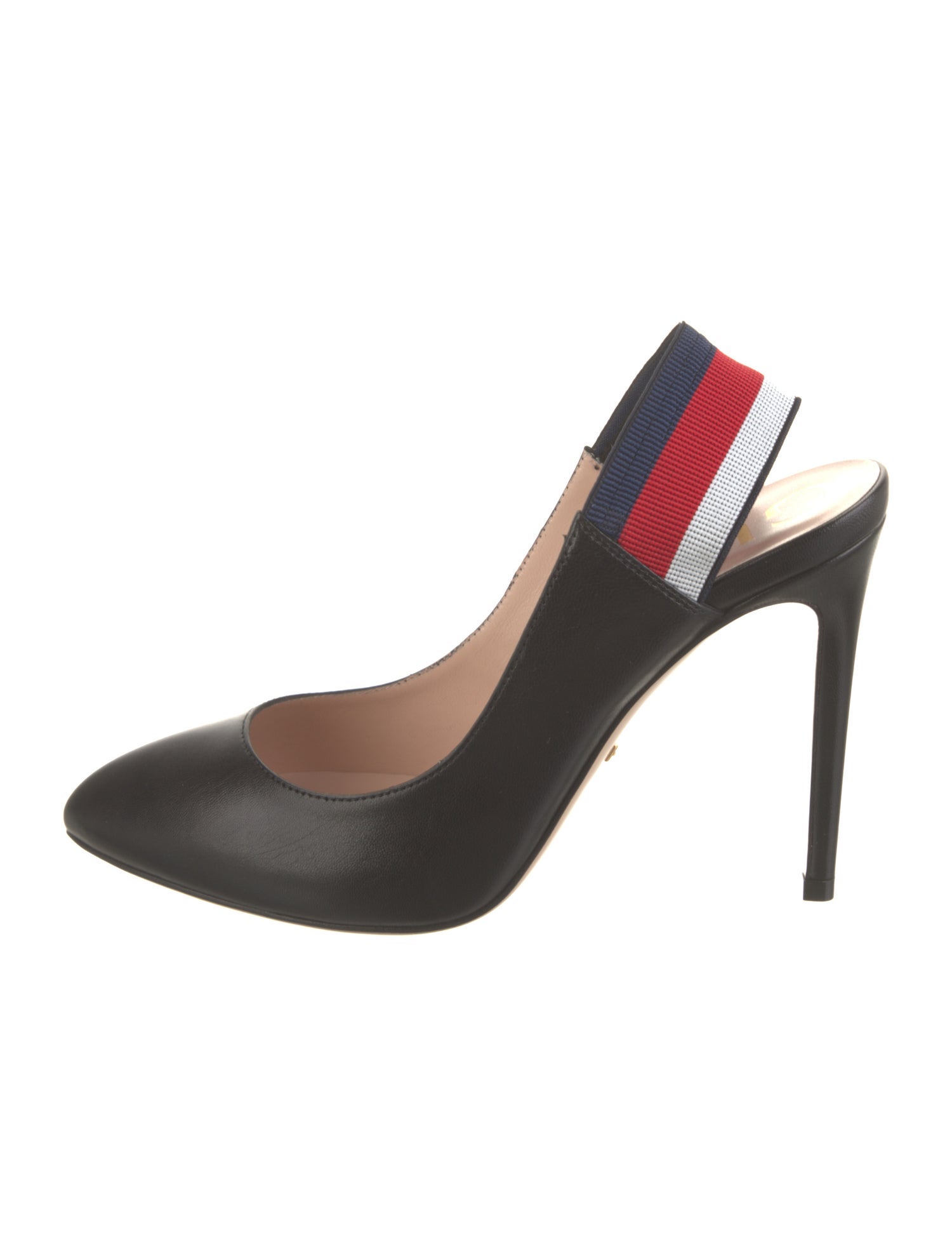 Gucci Sylvie Web Accent Leather Slingback Pumps