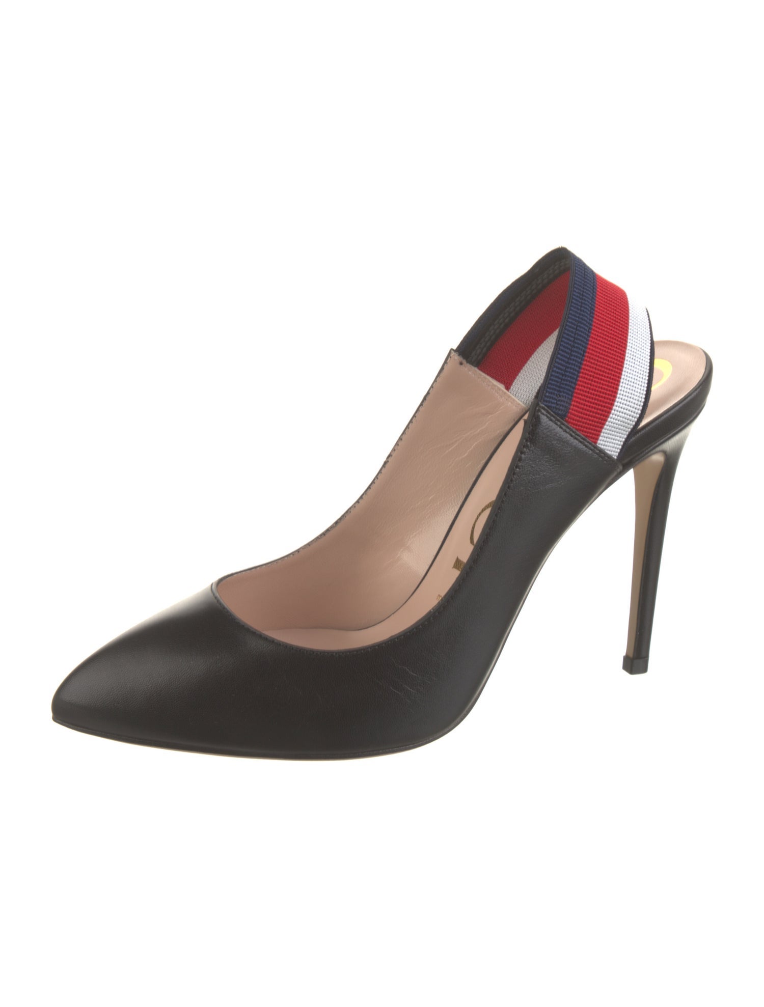 Gucci Sylvie Web Accent Leather Slingback Pumps