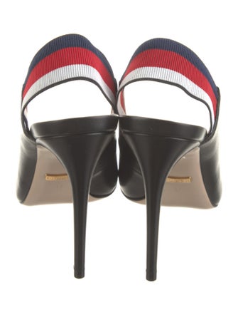 Gucci Sylvie Web Accent Leather Slingback Pumps