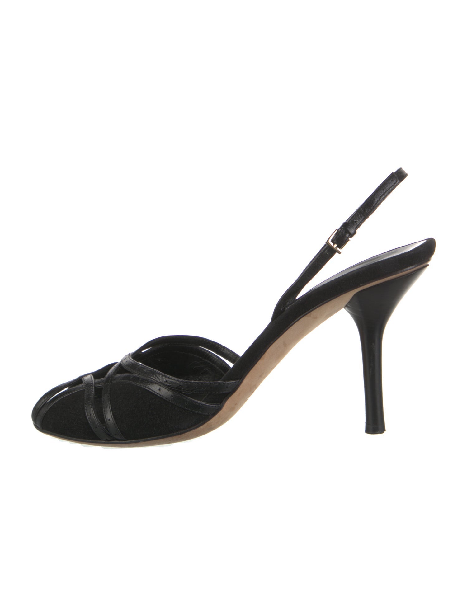 Gucci Suede Leather Trim Embellishment Slingback Pumps