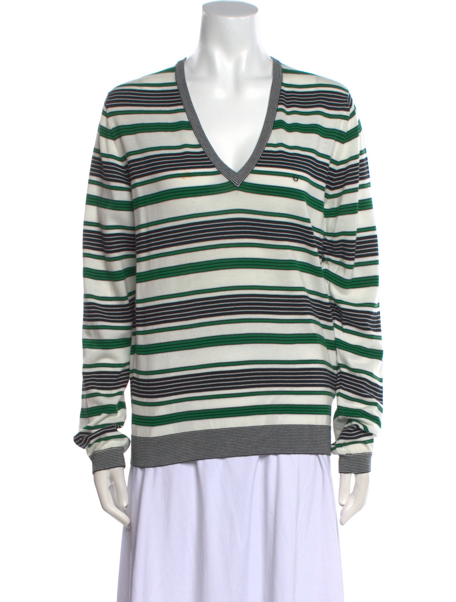 Gucci Striped V-Neck Pullover