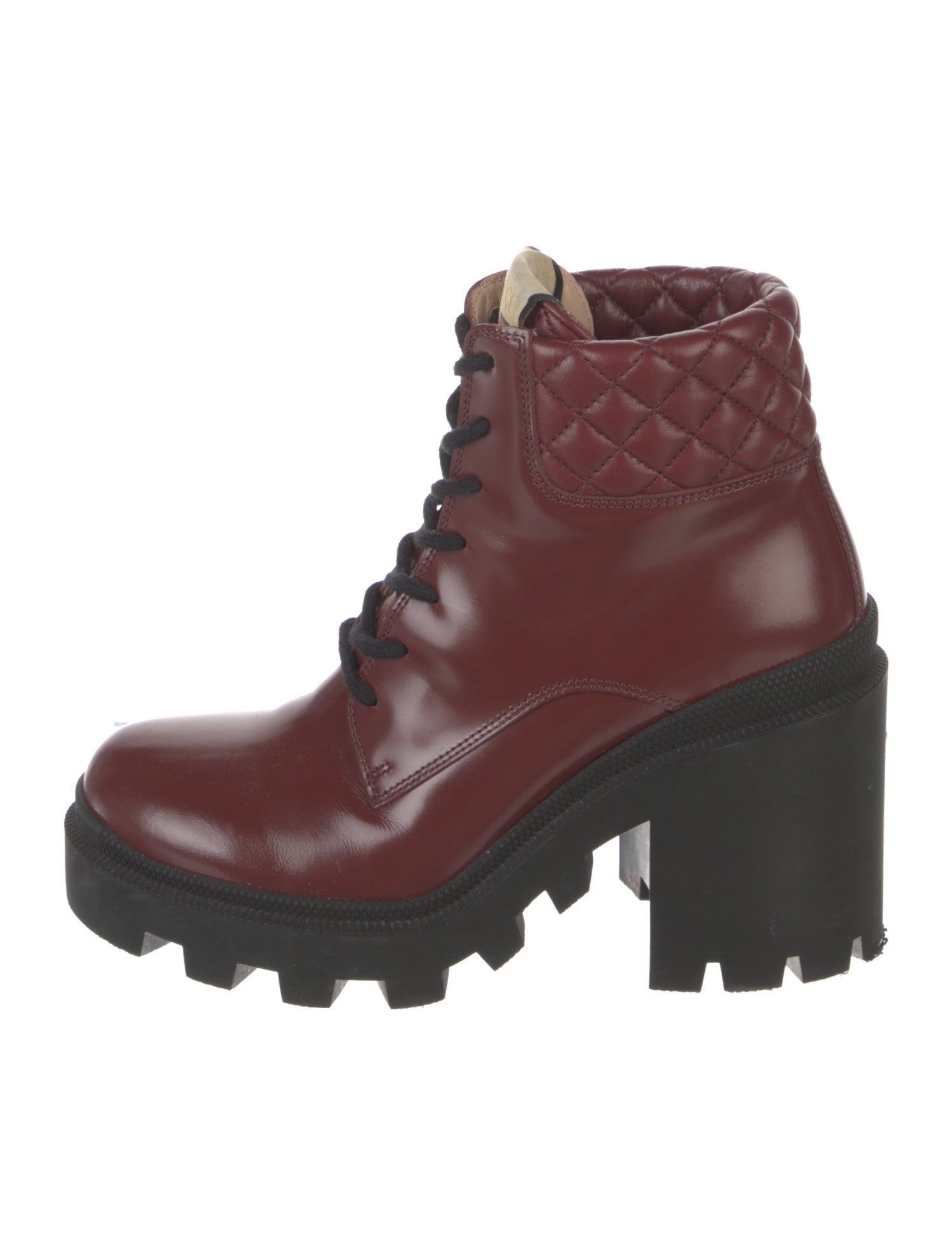 Gucci Web Accent Leather Lace-Up Boots
