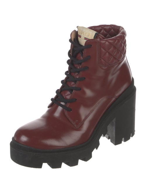 Gucci Web Accent Leather Lace-Up Boots