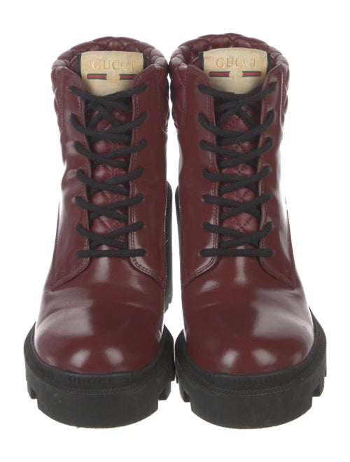 Gucci Web Accent Leather Lace-Up Boots