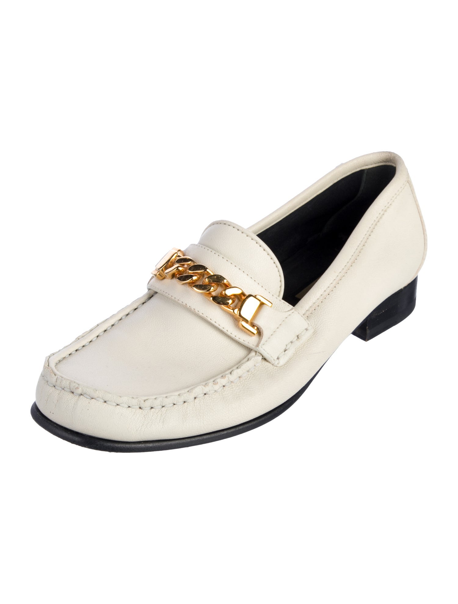 Gucci Chain-Link Accent Leather Loafers