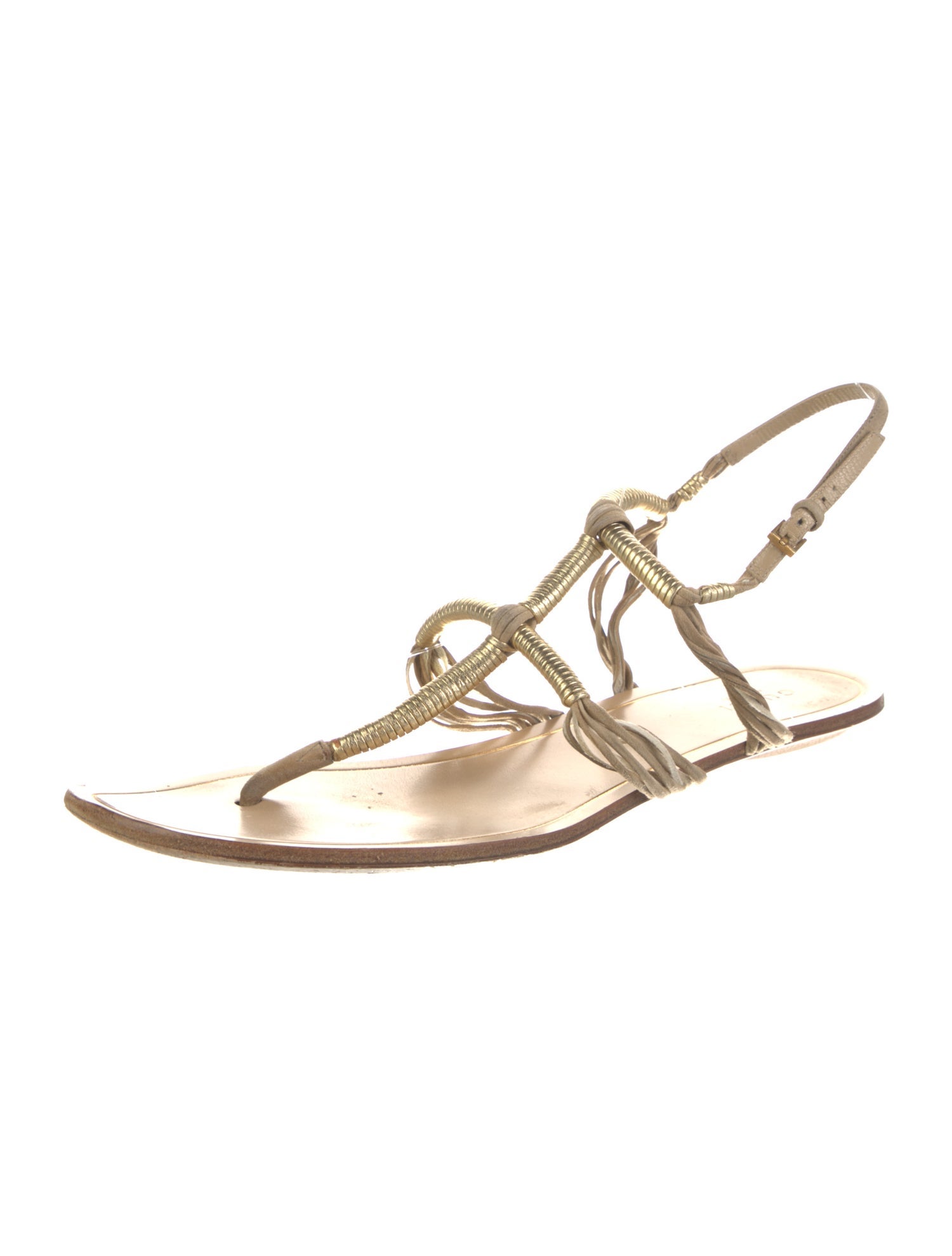 Gucci Leather T-Strap Sandals